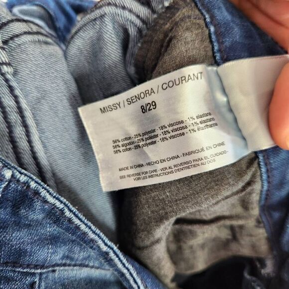 Social Standard by Sanctuary Raw Hem Mid Rise Kick Crop Jeans Blue Size 8 - Picture 13 of 15